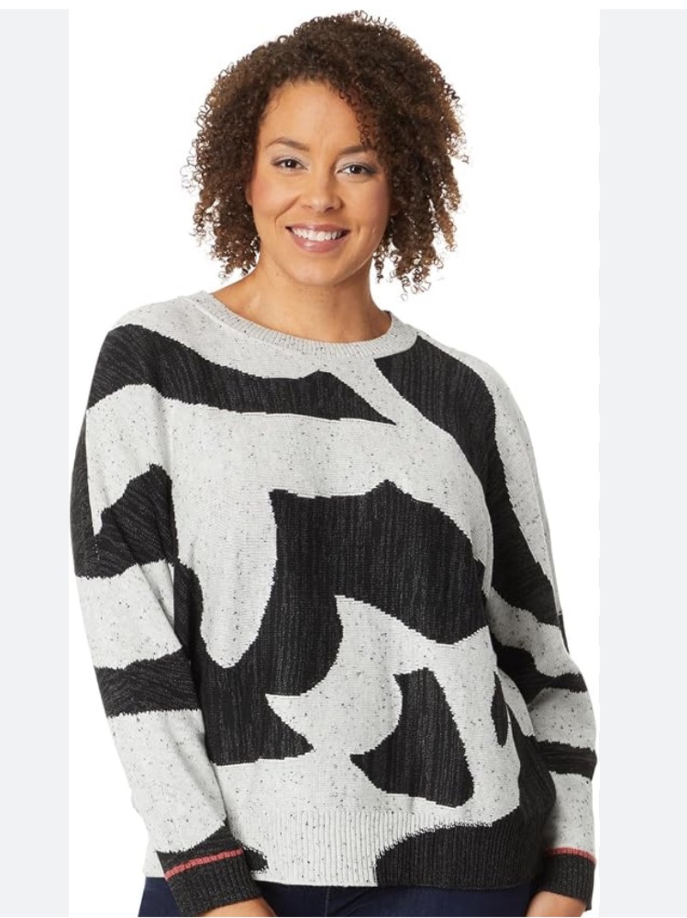 NIC+ZOE Dusk Days Sweater Black Multi Size 2X